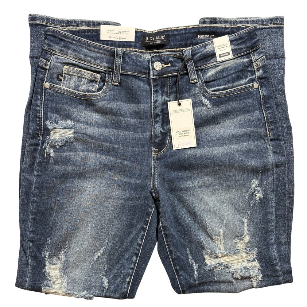 Judy Blue Women's Jeans Boyfriend Fit Distressed 30x30 Denim Stretch NWT -‎ 784